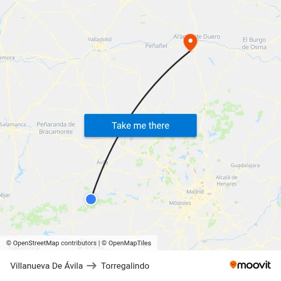 Villanueva De Ávila to Torregalindo map