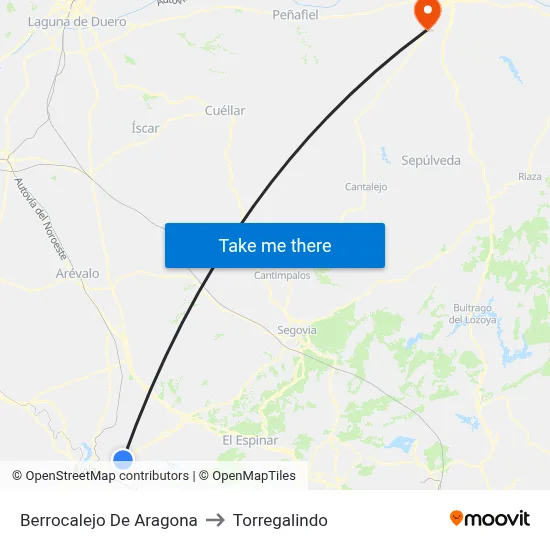Berrocalejo De Aragona to Torregalindo map