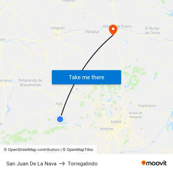 San Juan De La Nava to Torregalindo map