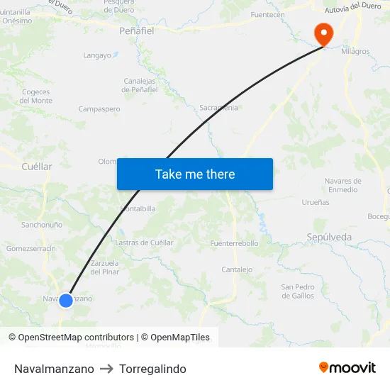 Navalmanzano to Torregalindo map