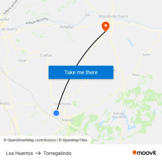 Los Huertos to Torregalindo map