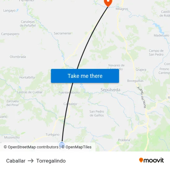 Caballar to Torregalindo map