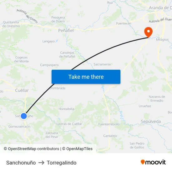 Sanchonuño to Torregalindo map