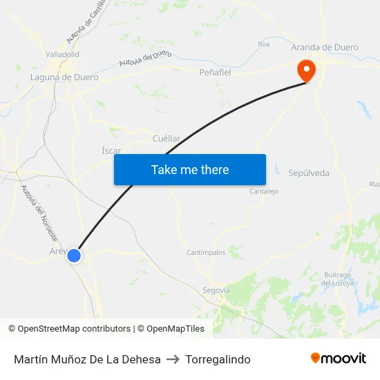 Martín Muñoz De La Dehesa to Torregalindo map