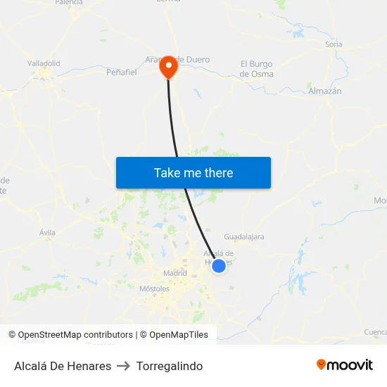 Alcalá De Henares to Torregalindo map