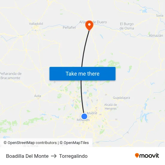 Boadilla Del Monte to Torregalindo map