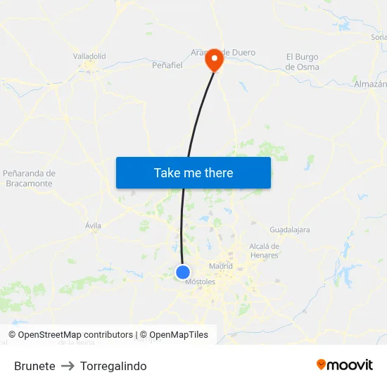 Brunete to Torregalindo map