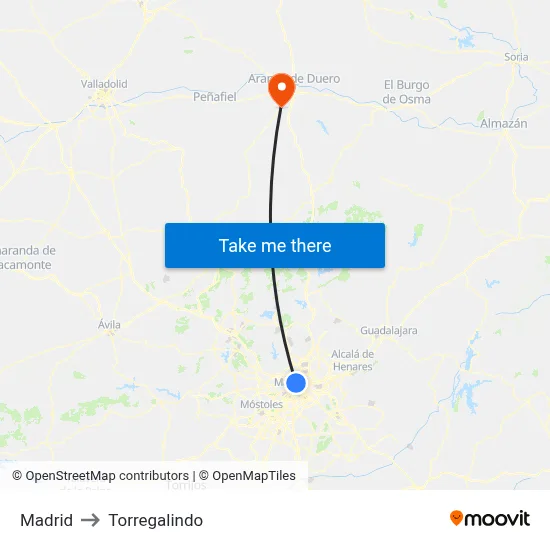 Madrid to Torregalindo map