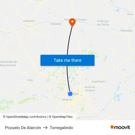 Pozuelo De Alarcón to Torregalindo map
