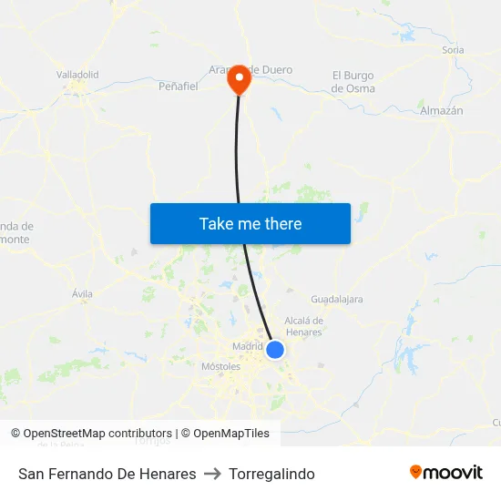 San Fernando De Henares to Torregalindo map