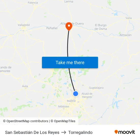 San Sebastián De Los Reyes to Torregalindo map