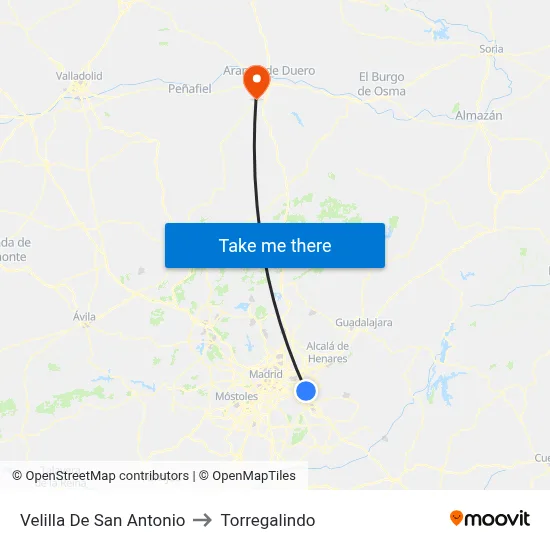 Velilla De San Antonio to Torregalindo map