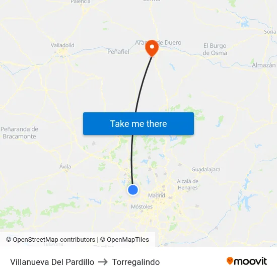 Villanueva Del Pardillo to Torregalindo map