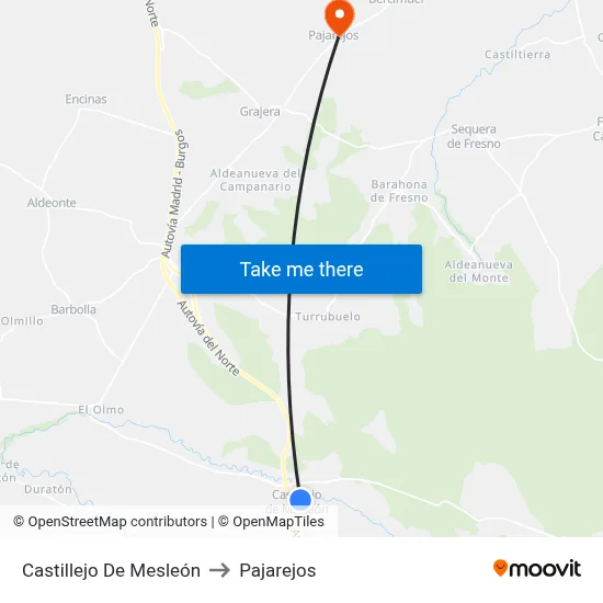 Castillejo De Mesleón to Pajarejos map