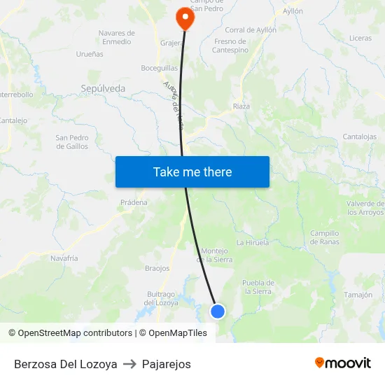 Berzosa Del Lozoya to Pajarejos map