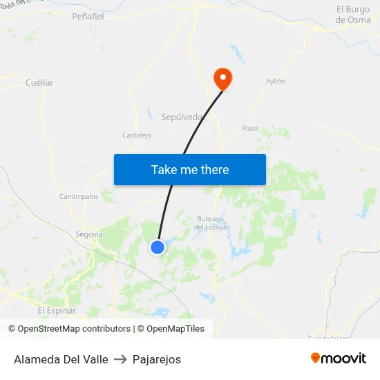 Alameda Del Valle to Pajarejos map