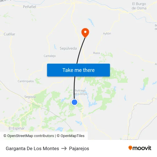 Garganta De Los Montes to Pajarejos map