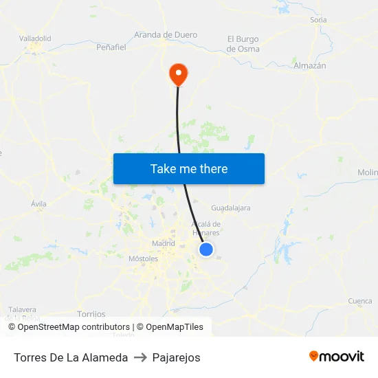 Torres De La Alameda to Pajarejos map
