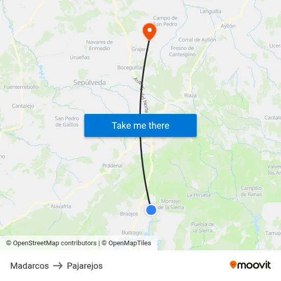 Madarcos to Pajarejos map
