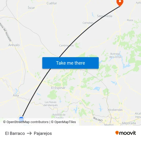El Barraco to Pajarejos map