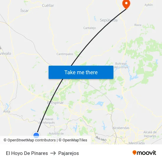 El Hoyo De Pinares to Pajarejos map