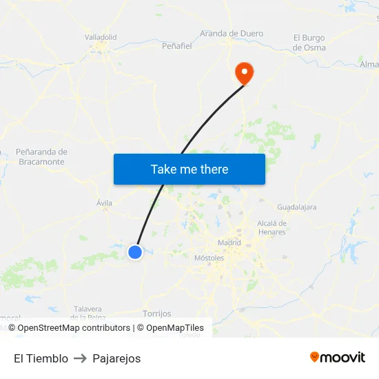El Tiemblo to Pajarejos map