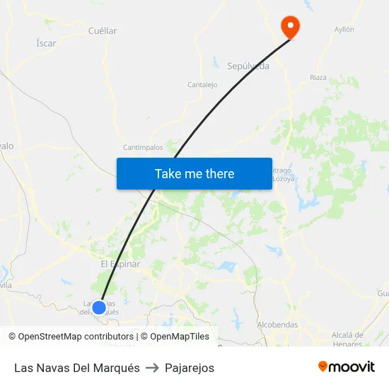 Las Navas Del Marqués to Pajarejos map