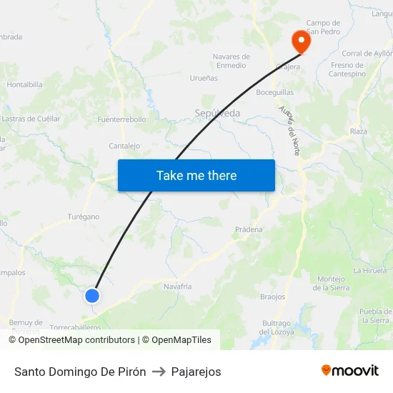 Santo Domingo De Pirón to Pajarejos map