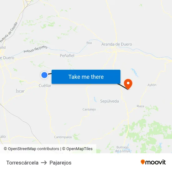 Torrescárcela to Pajarejos map