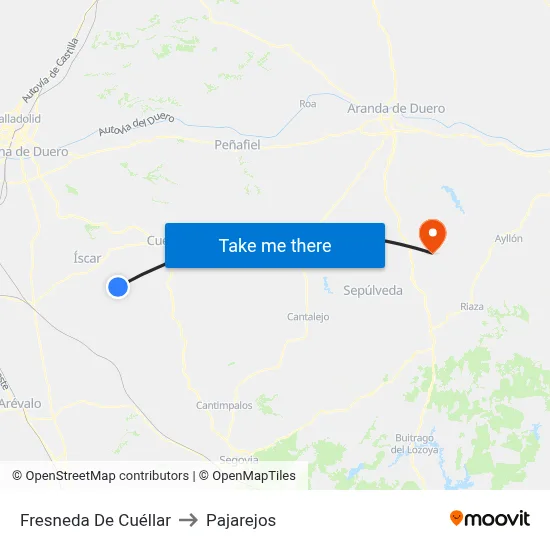 Fresneda De Cuéllar to Pajarejos map