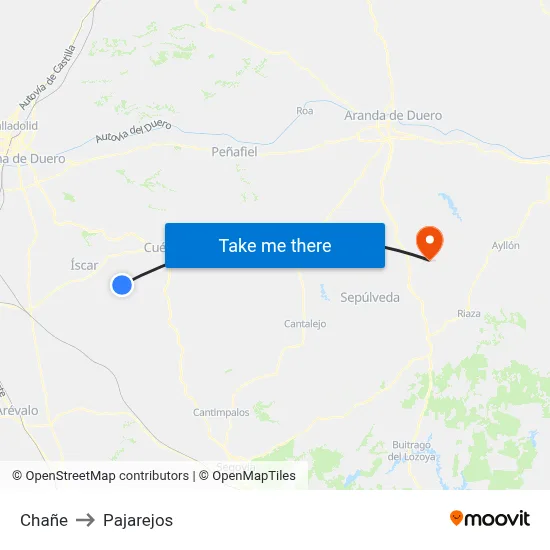 Chañe to Pajarejos map