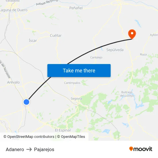 Adanero to Pajarejos map