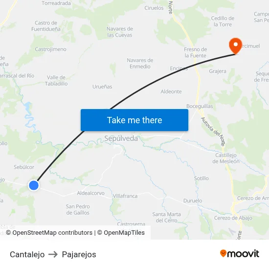 Cantalejo to Pajarejos map