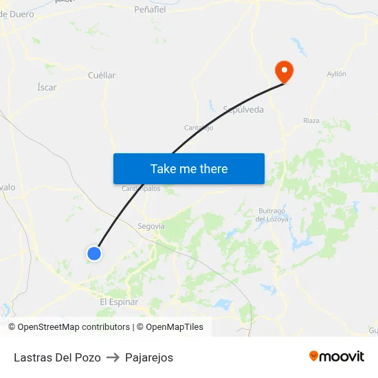 Lastras Del Pozo to Pajarejos map