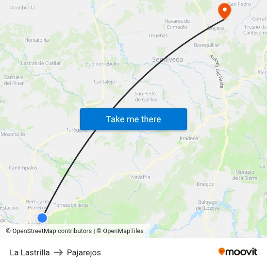 La Lastrilla to Pajarejos map