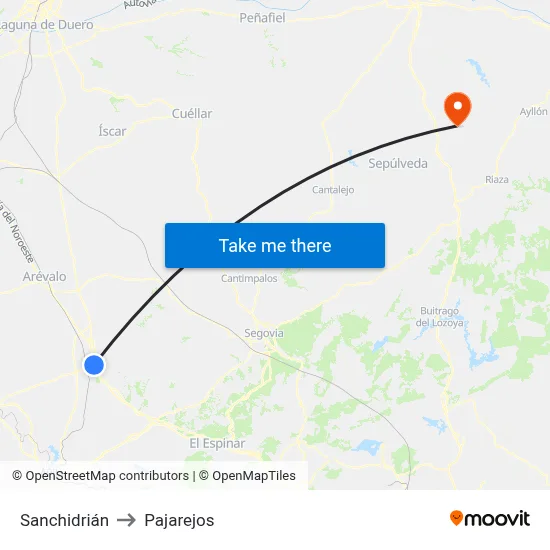 Sanchidrián to Pajarejos map