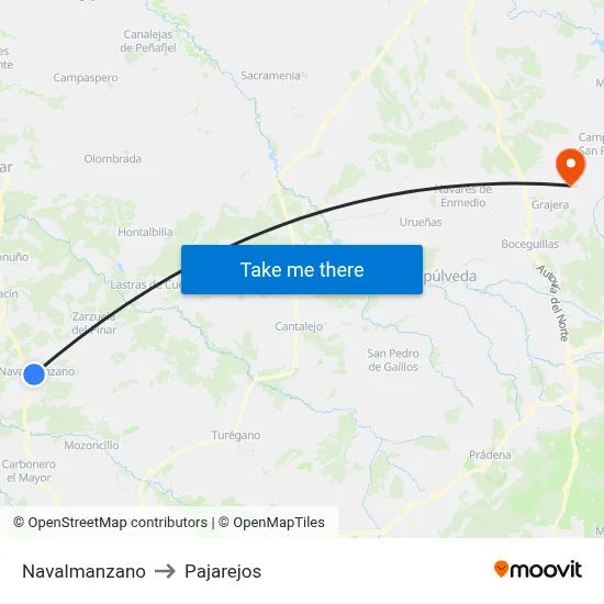 Navalmanzano to Pajarejos map