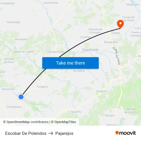 Escobar De Polendos to Pajarejos map