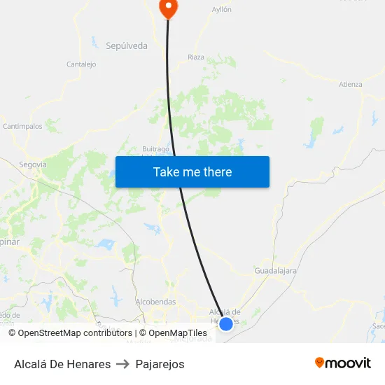 Alcalá De Henares to Pajarejos map