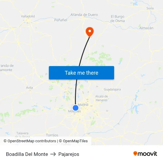 Boadilla Del Monte to Pajarejos map