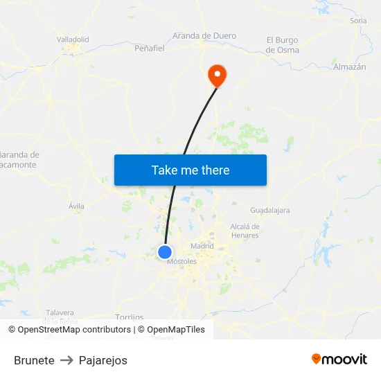 Brunete to Pajarejos map