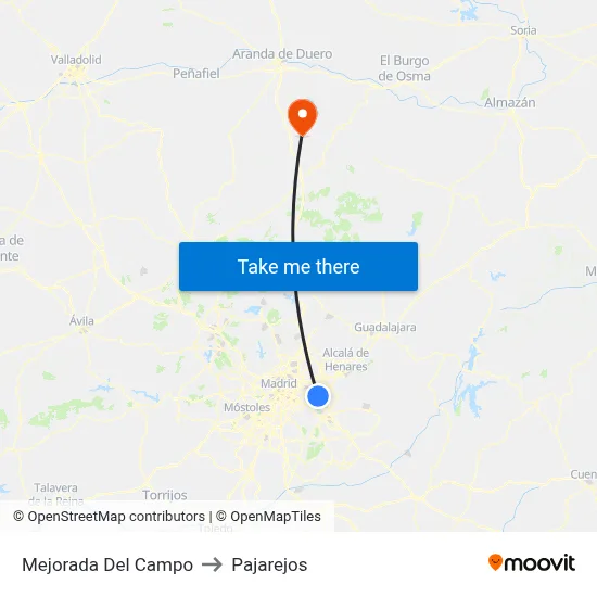Mejorada Del Campo to Pajarejos map