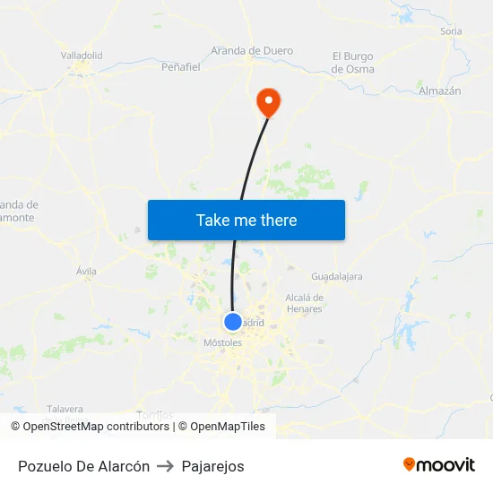 Pozuelo De Alarcón to Pajarejos map