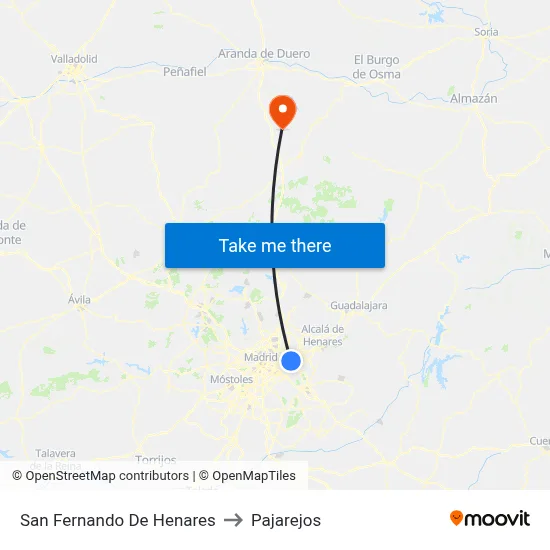 San Fernando De Henares to Pajarejos map
