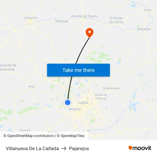 Villanueva De La Cañada to Pajarejos map