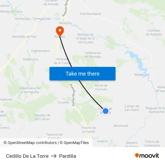 Cedillo De La Torre to Pardilla map