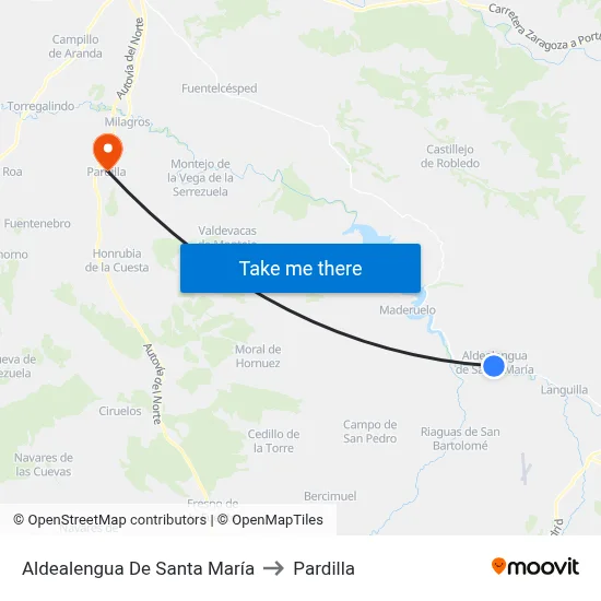 Aldealengua De Santa María to Pardilla map