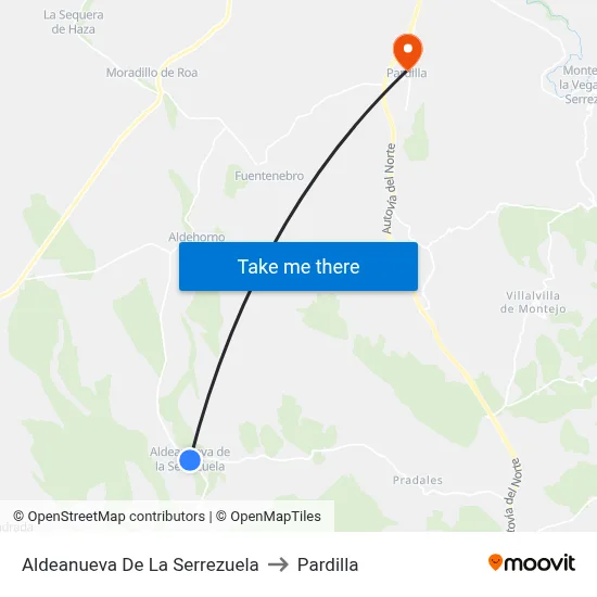 Aldeanueva De La Serrezuela to Pardilla map