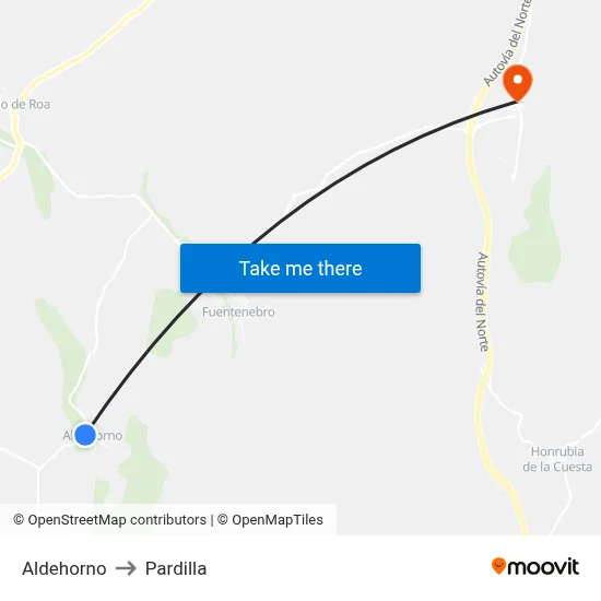 Aldehorno to Pardilla map