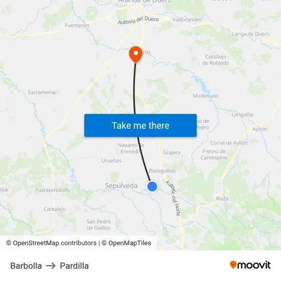 Barbolla to Pardilla map